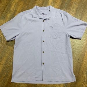 Tommy Bahama Royal Bermuda Camp Shirt Spanish Lavender M Silk Poly Island Zone